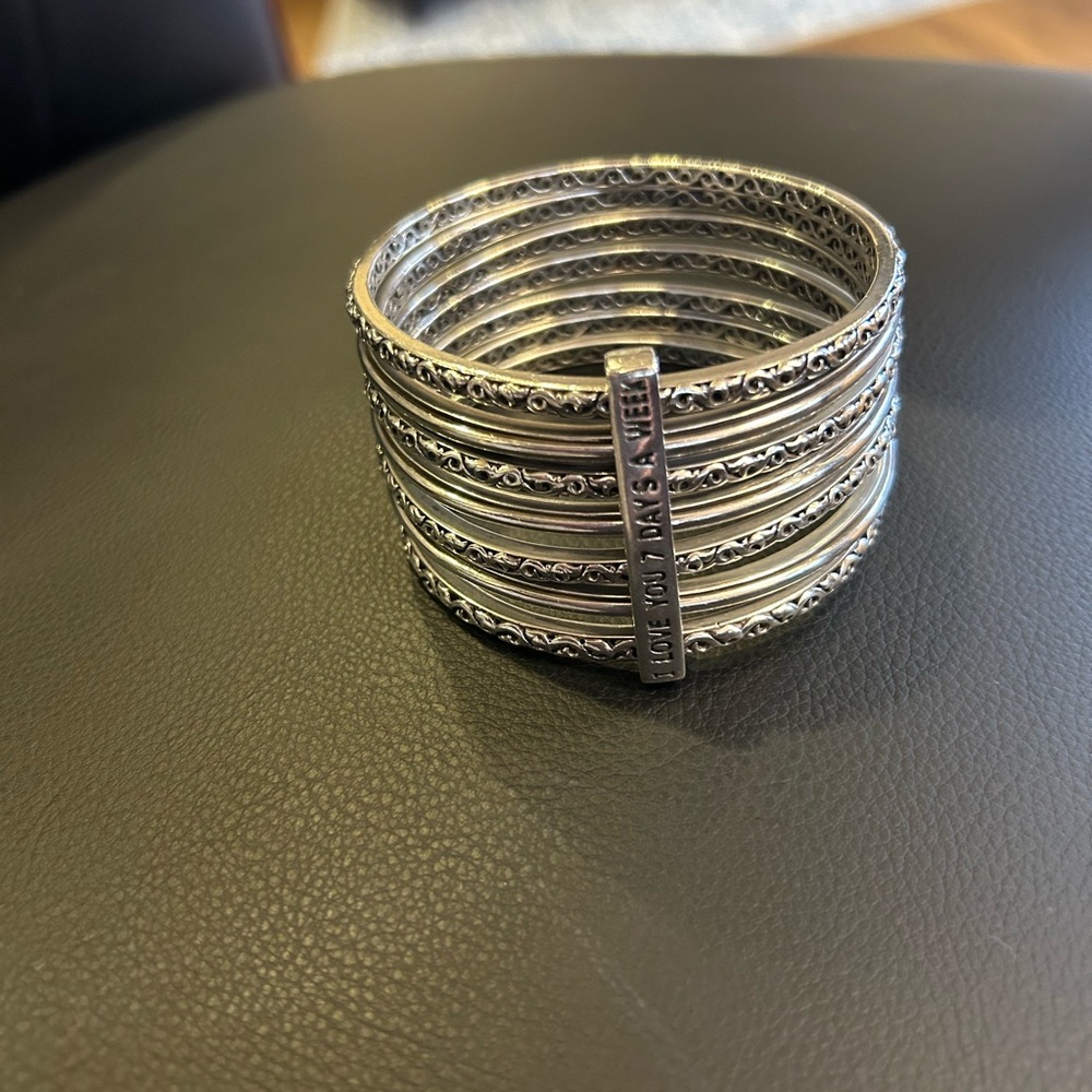 Silver-Tone Multi-Band Statement Cuff Bracelet - image 1